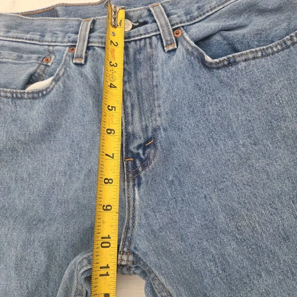 Levis 505 Jeans Mens 31x30 Blue Straight Leg Medium Wash Denim Pants Distressed